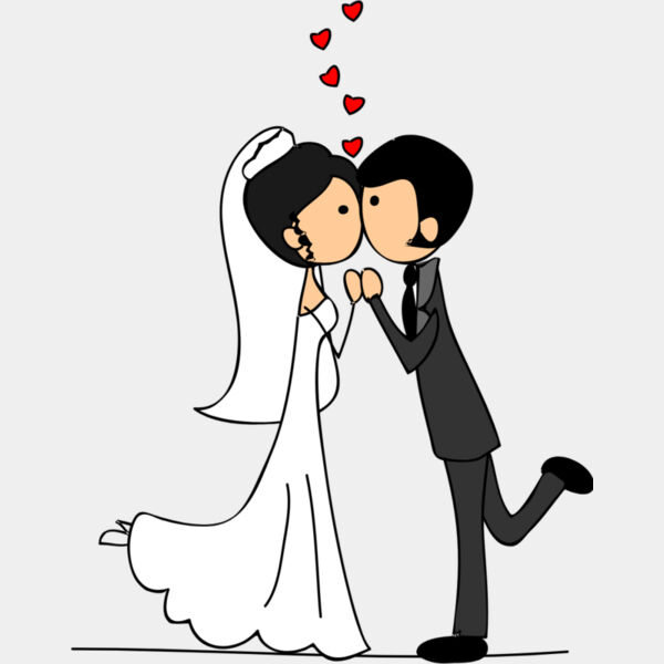 Cartoon Wedding Groom Bride Kiss 3 Thumbnail