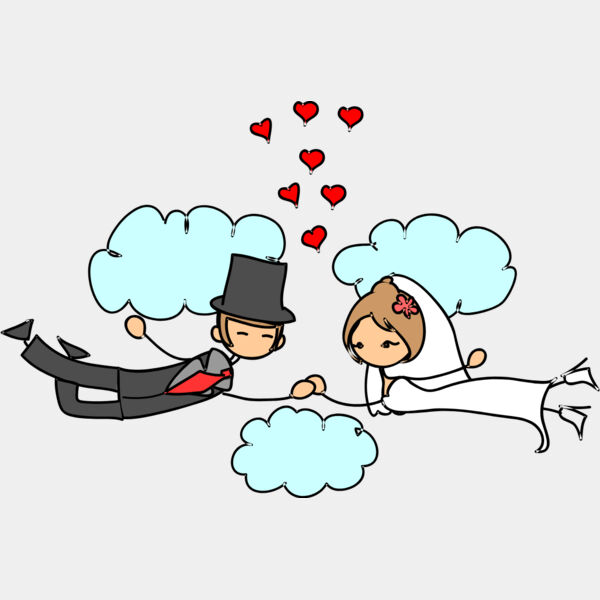 Cartoon Wedding Groom Bride Holding Hands 11 Thumbnail