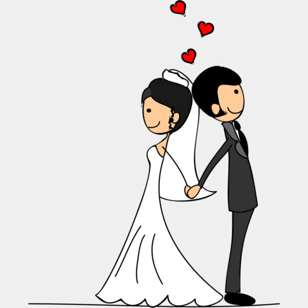Cartoon Wedding Groom Bride Holding Hands 7 Thumbnail